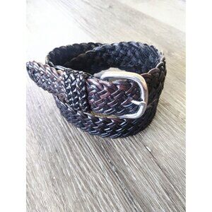 Black braided wide leather Talbots belt